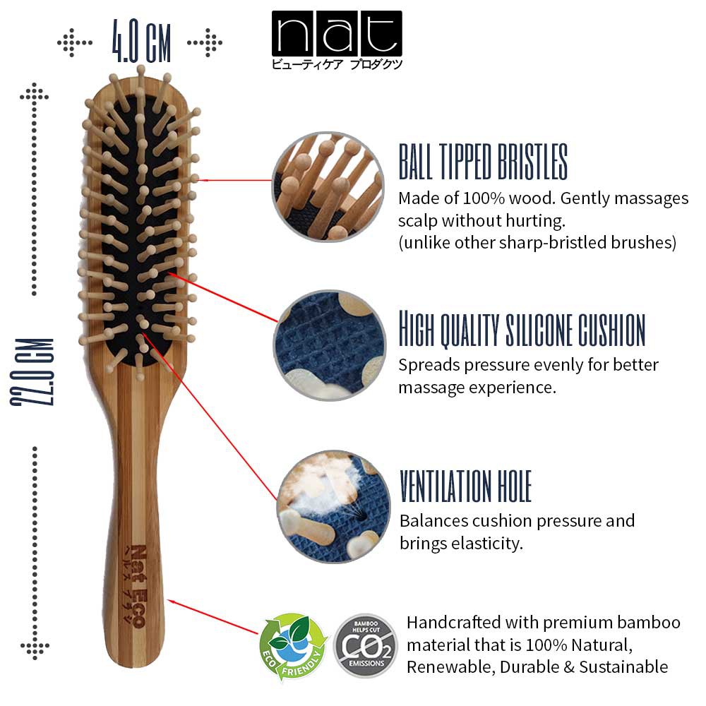 NAT BW9 Natural Bamboo Wood High Quality Wooden Comb Paddle Brush | Shopee  Malaysia