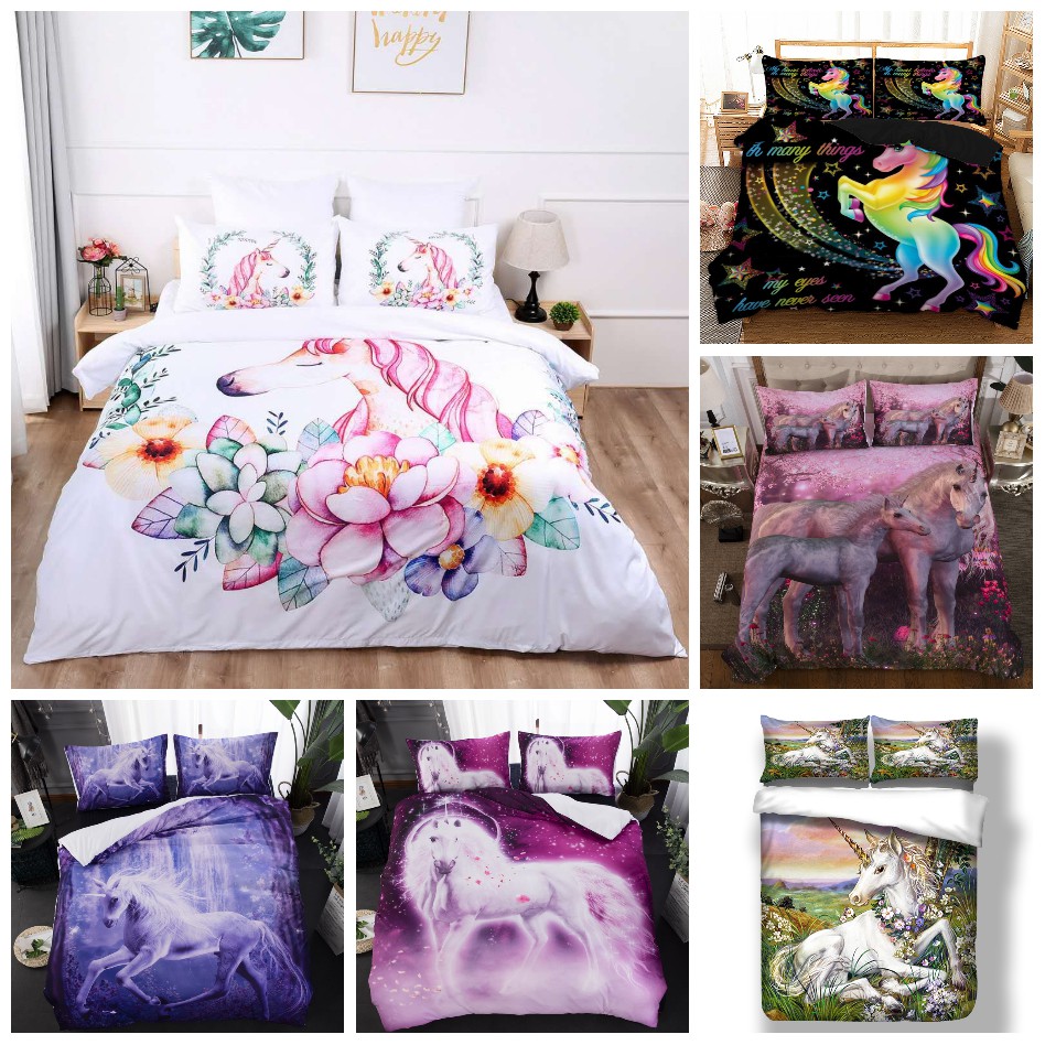 Home Bedding Set 3d Olive Unicorn 3pcs Kids And Girl Duvet Cover