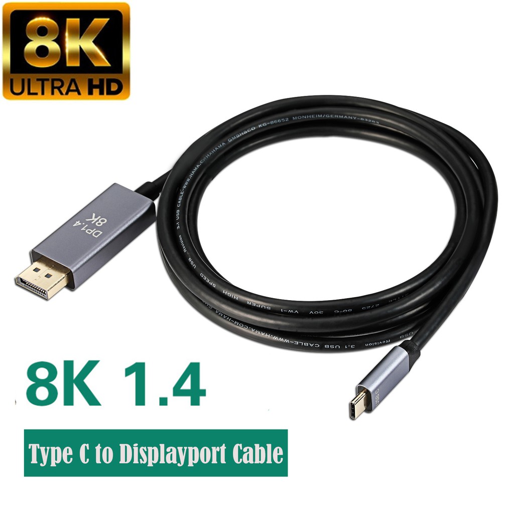 Usb C To Displayport 1 4 Cable 8k 30hz 4k 144hz Usb 3 1 Type C Thunderbolt 3 To Dp Cable For Macbook 17 Dell Xps 15 Disply Xdr Galaxy Shopee Malaysia