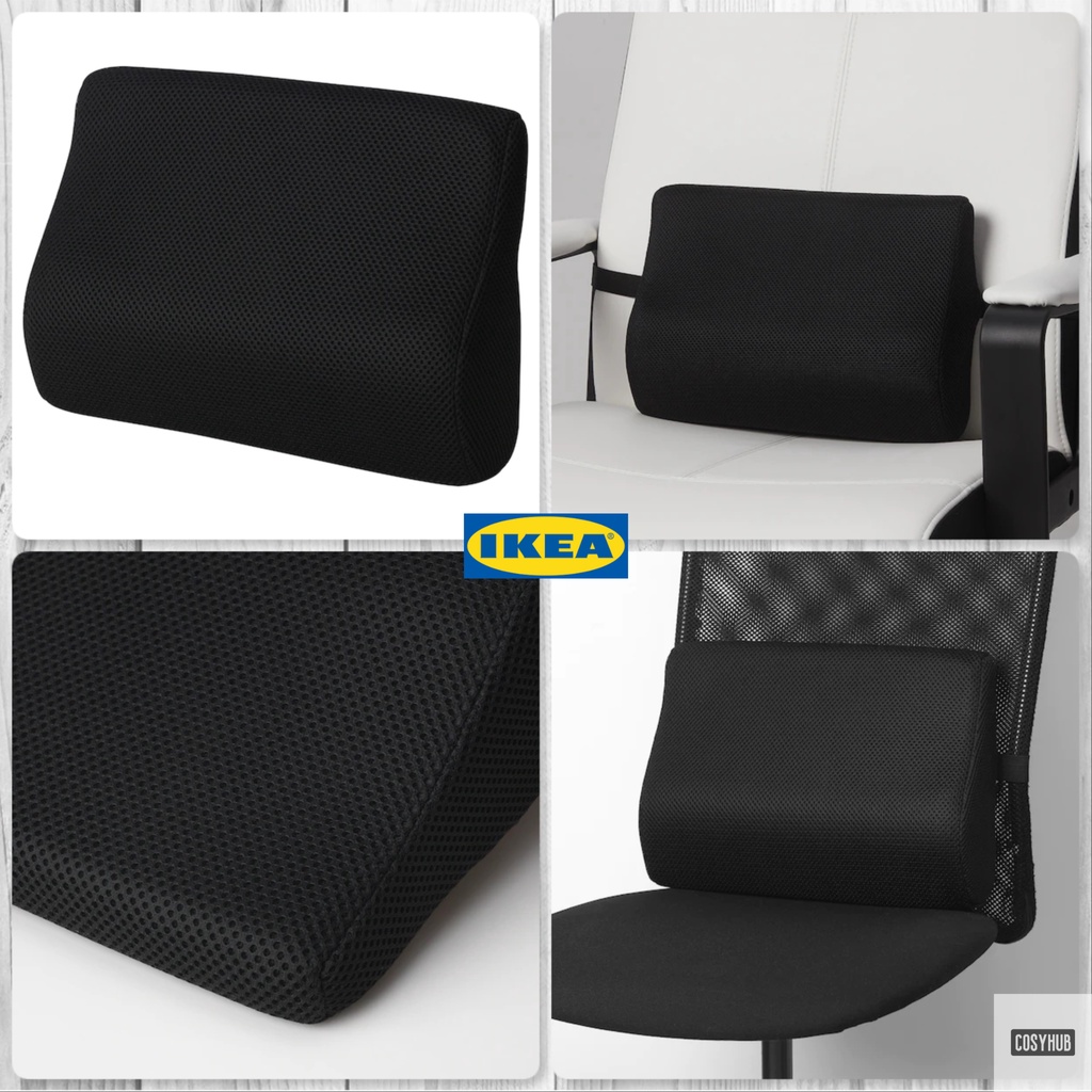 IKEA BORTBERG LUMBAR CUSHION BLACK COLOUR 31x23 CM MORE COMFORT EXTRA