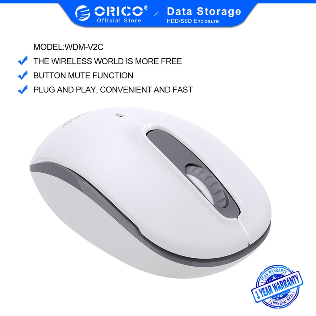 ORICO 2.4GHz Wireless Mouse With USB Receiver Slim Silent Mice Ergonomic Mouse For Computer Desktop Laptop PC（WDM-V2C）