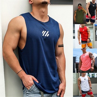 8 Color Men's Singlet Men Tank Top Sleeveless Vest Elastic Sports Fitness Vest Bodybuilding Undershirts Casual Fitness Vest