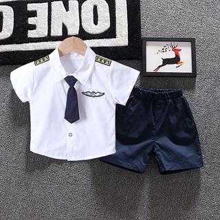 Buy 0-4y Baby boy summer new Lapel fashion tie short sleeve T 