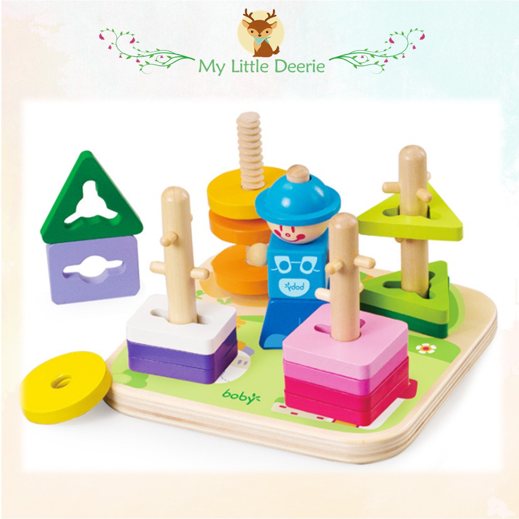 BOBY Geometric Shapes Creative Peg Puzzle Wooden Montessori Educational