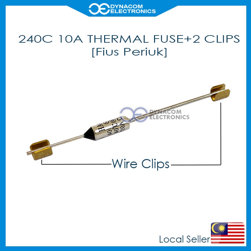 Rice Cooker Thermal Fuse 240C 10A Thermal Fuse CutOff with Clips [Fius