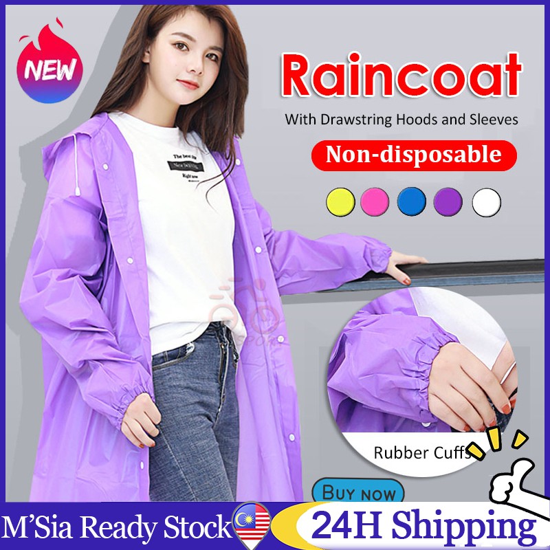 Free Gift Women Men Thick Waterproof RainCoat Hoodie Poncho Rain Coat Rainsuit Rainwear Suit Baju Hujan Dewasa 雨衣外套