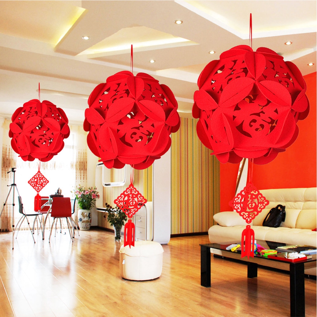 3 Pcs Chinese New Year Hanging Lanterns Spring Festival Decoration