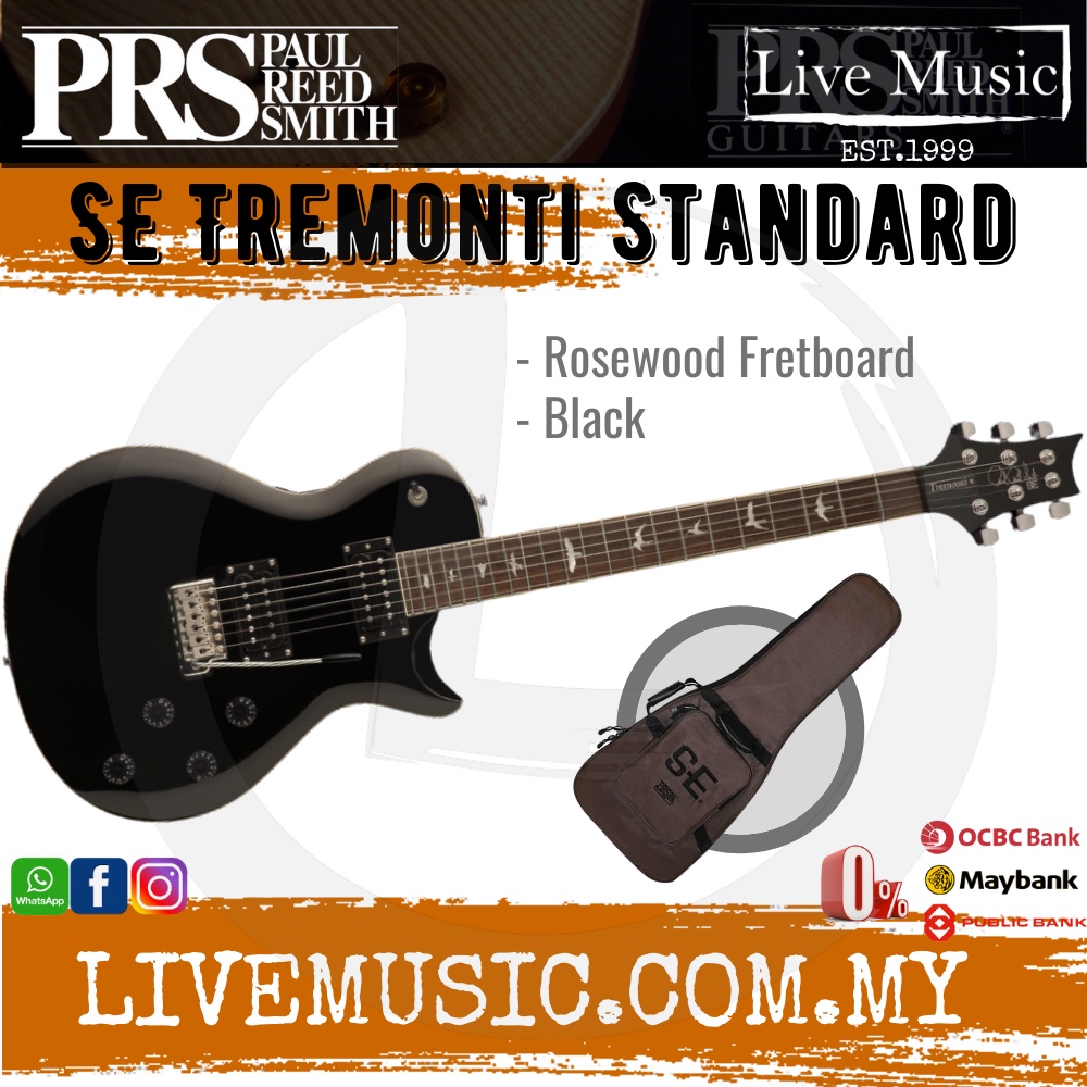 PRS SE Tremonti Standard Electric Guitar with Bag Black Shopee Malaysia