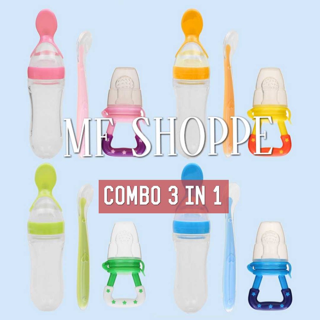 Combo 3 In 1 Baby Food Feeder Fruit Feeder Pacifier Teething Toy