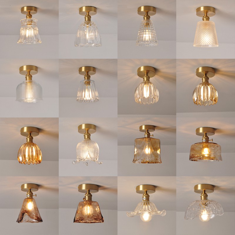 26 Styles Nordic Glass Ceiling Lamp Retro Loft Vintage Ceiling Light Dining Room Modern Corridor Ceiling Glass Lampshade Lighting