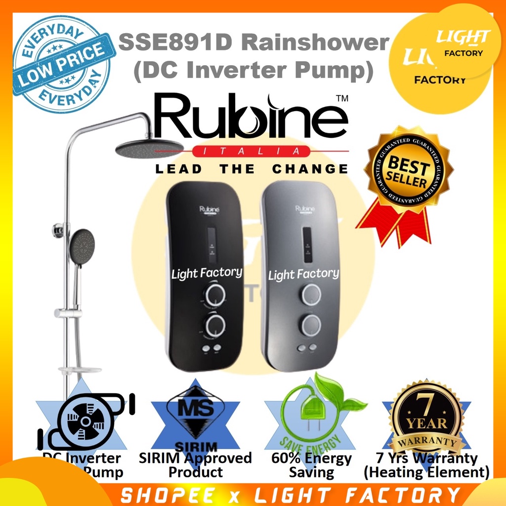 (RAINSHOWER) Rubine RWHSSE891D/RS DC Pump Water Heater with Silent Inverter DC Booster Pump
