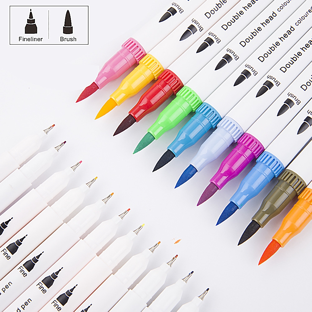 24/36/48/60/100Colors Water Based Art Marker Pen Dual Head Line Drawing |  Shopee Malaysia