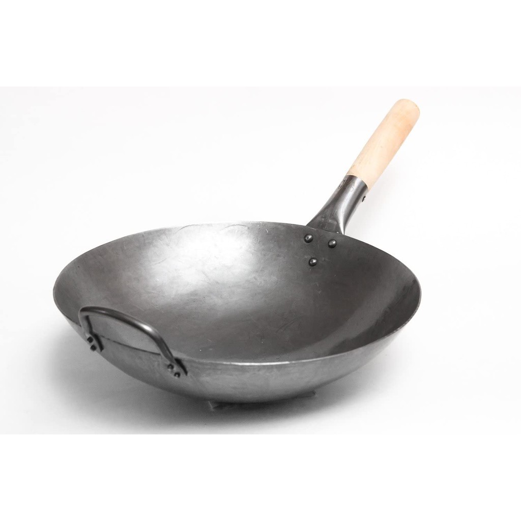 Wok pan 2nd Generation Traditional Hand Hammered Uncoated Carbon Steel Pow Wok 