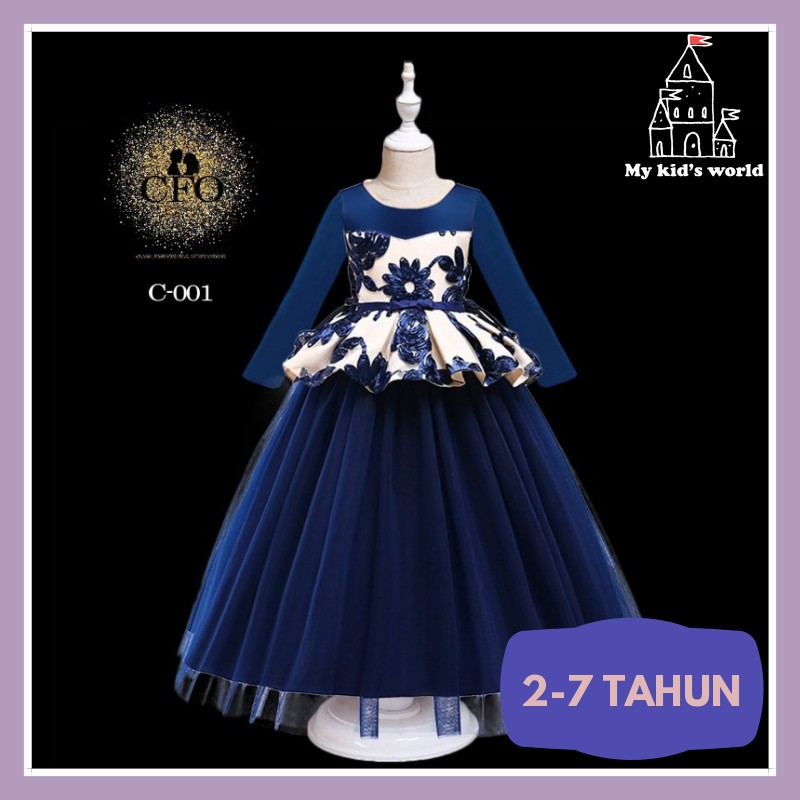 Bajuraya 2022 Girl Kids Gaun Navy Blue Ready Stock Bajuraya 2022 Girl Kids Gaun Navy Blue Ready Stock