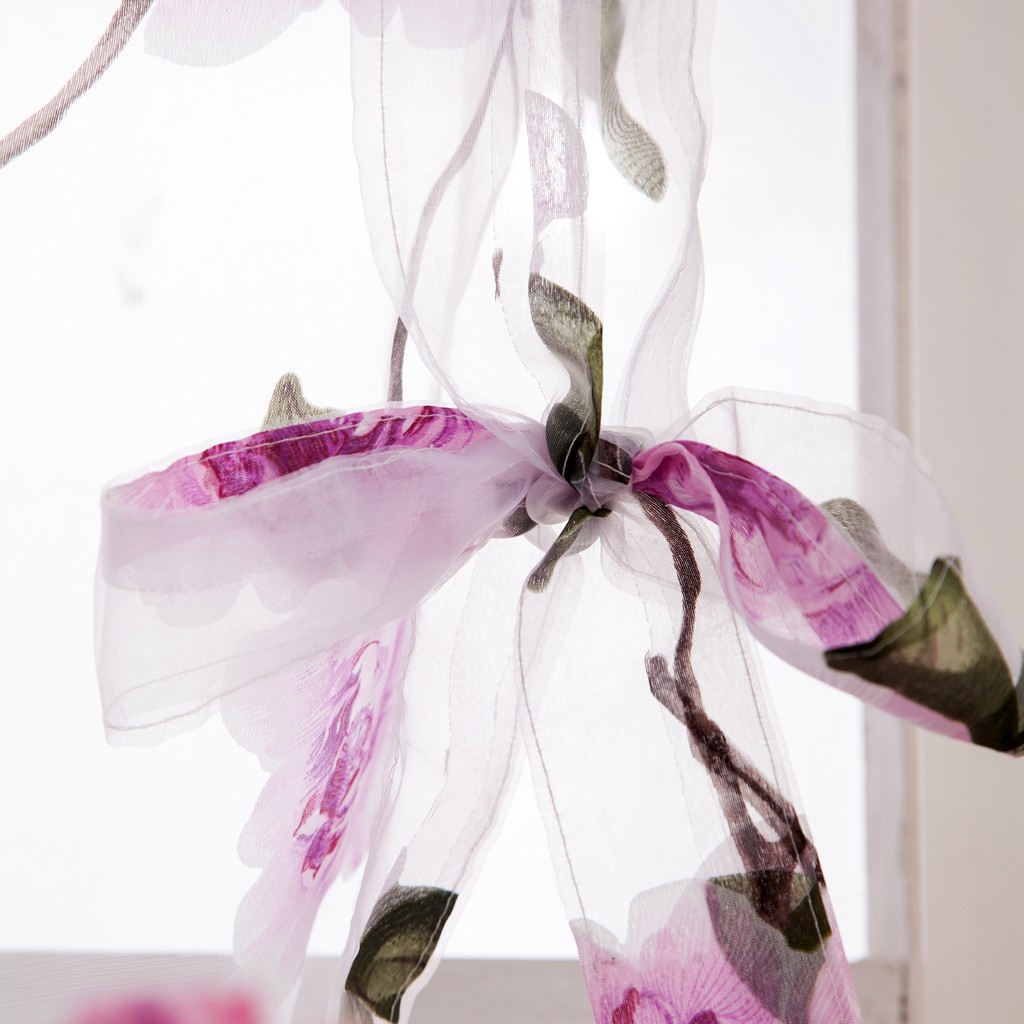 Romantic Floral Design Tie Up Curtain Shade Roman Sheer Balloon Curtain #2 Pink 100x160cm