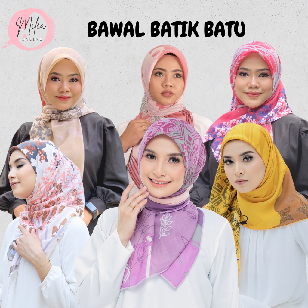 NEW DESIGN Tudung Bawal Batik Batu Tabur Cotton Voile . Manik Corak ...