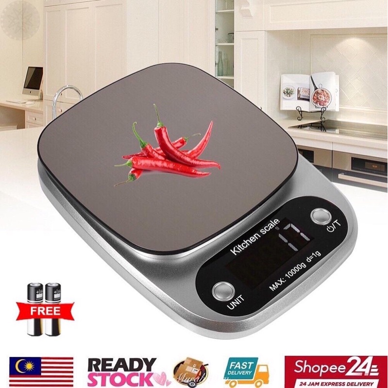 Stainless Steel Penimbang Makanan 10KG/G Electronic Digital Scale ...