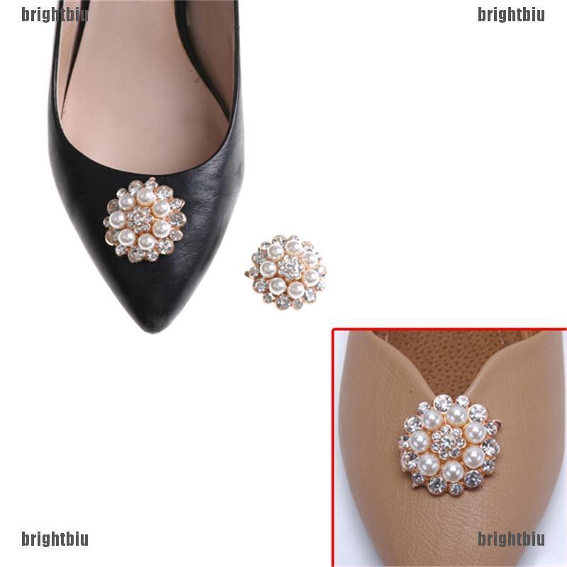 Bb 1pc Shoe Clips Faux Pearl Rhinestones Metal Bridal Prom Shoes
