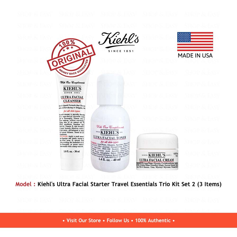 Kiehl S Ultra Facial Starter Travel Essentials Trio Kit Set 2 3 Items 100 Original Shopee Malaysia