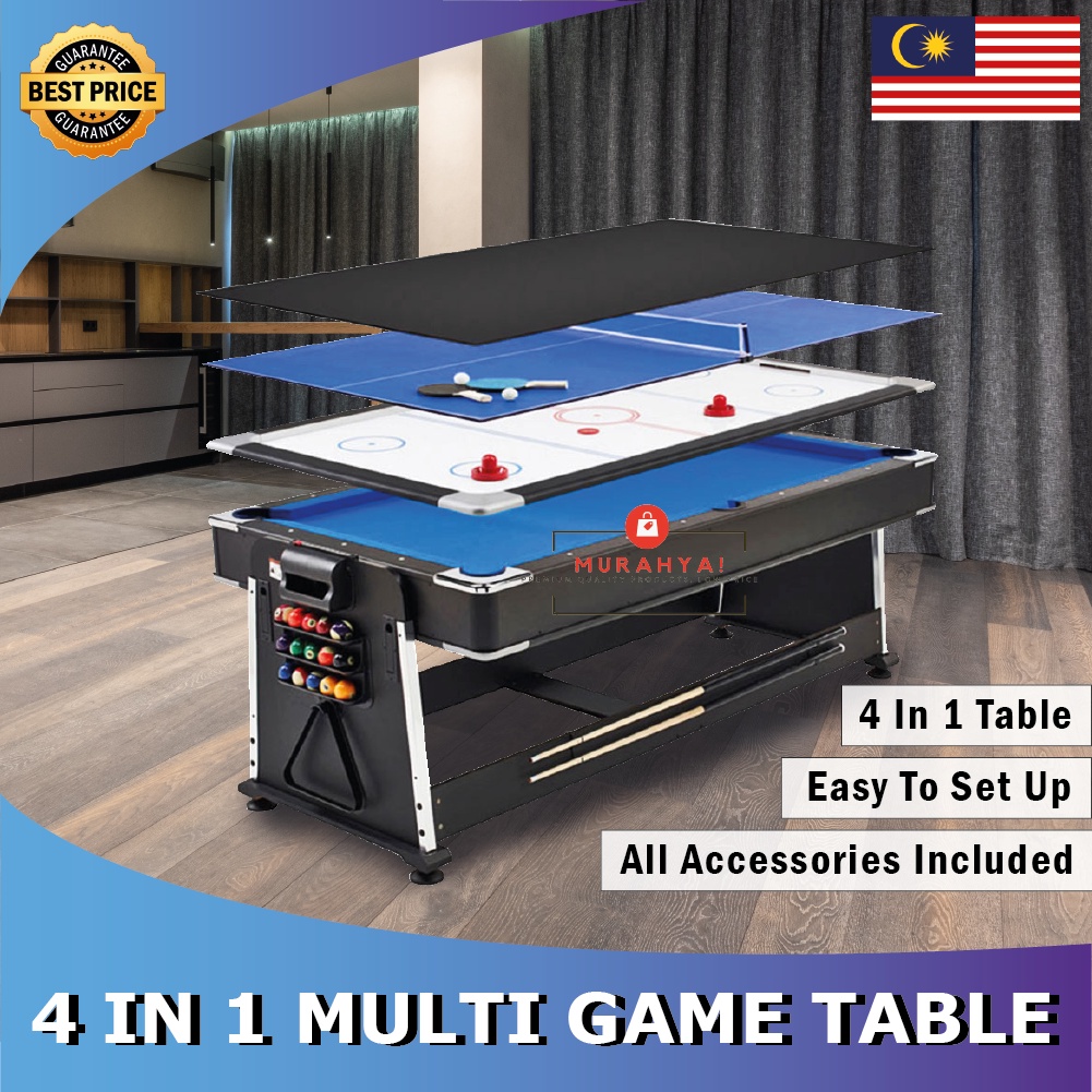 Pool Table 4 in 1 Meja Pool American billiard Snooker set meja pingpong air hockey murah multi