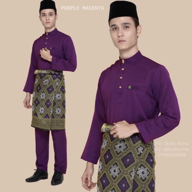  Baju  Raya  Lelaki Warna  Maroon  BAJUKU