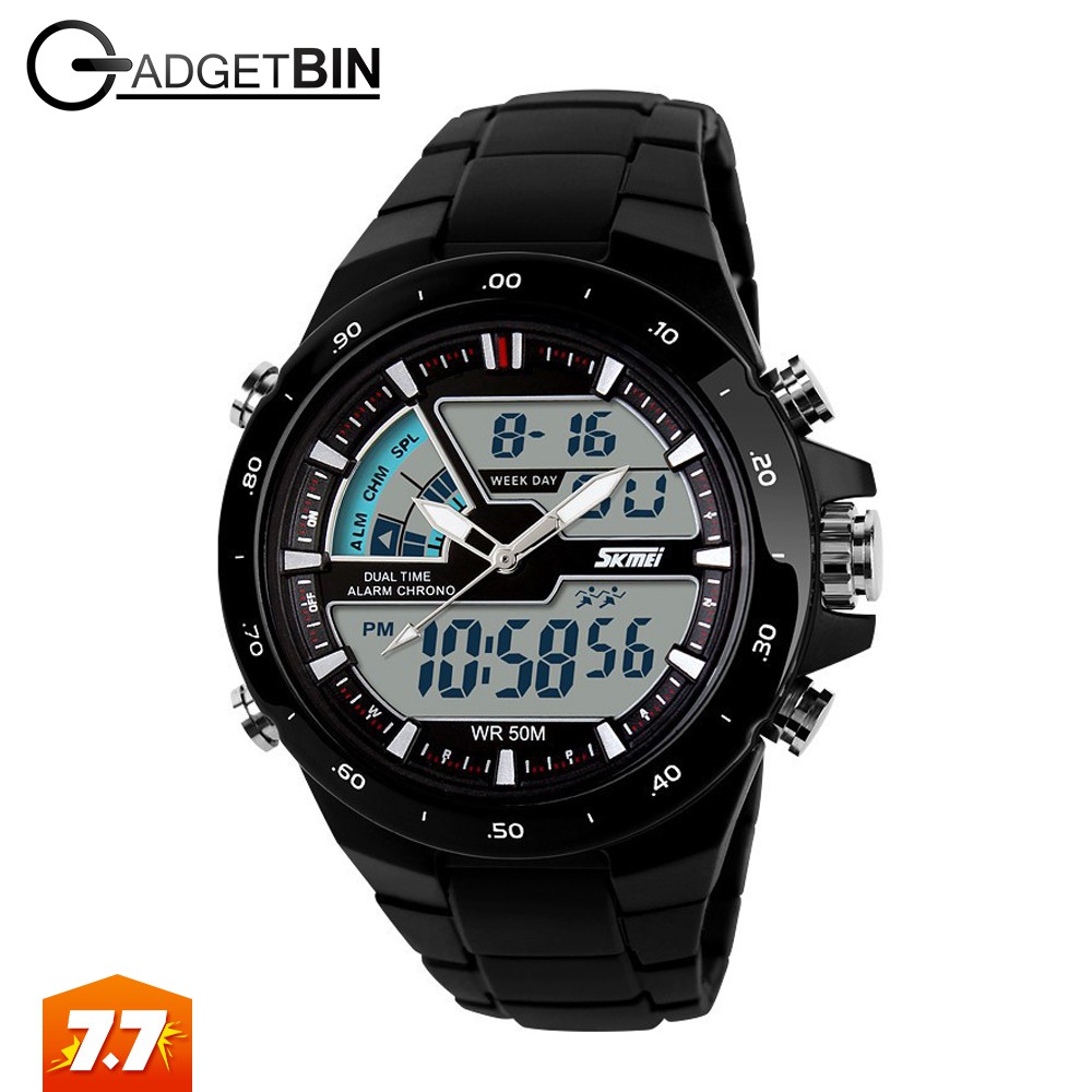 skmei black analog watch