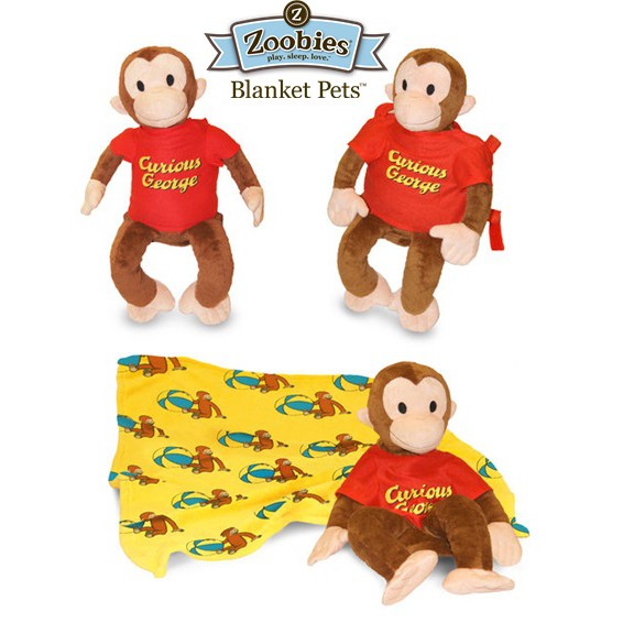 Zoobies Soft Plush Pillow Blanket Toy Curious George Shopee