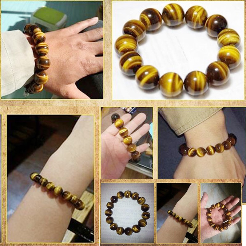 Natural Yellow Tiger Eye Jewelry Crystal Bracelet Cat Eye Wood Jewelry Fashion Boutique Bracelet Shopee Malaysia