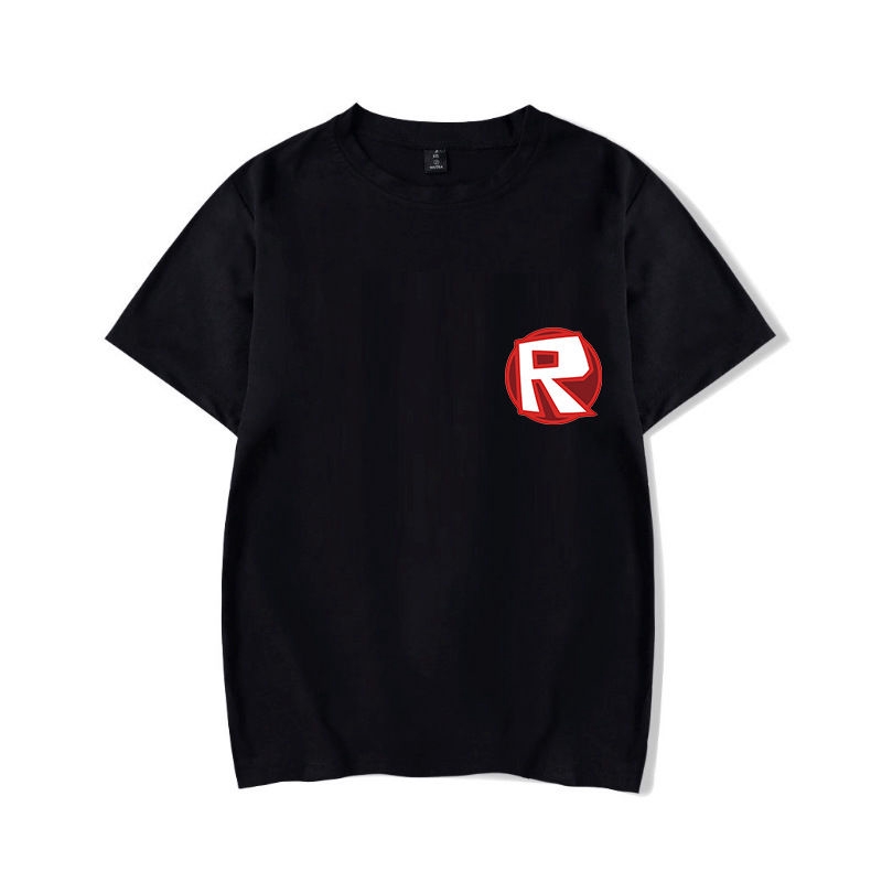 Virtual Game Roblox Cartoon T Shirt Cartoon Cartoon Peripheral Teenagers Loose Half Sleeve Summer Shopee Malaysia - black white half shirt roblox