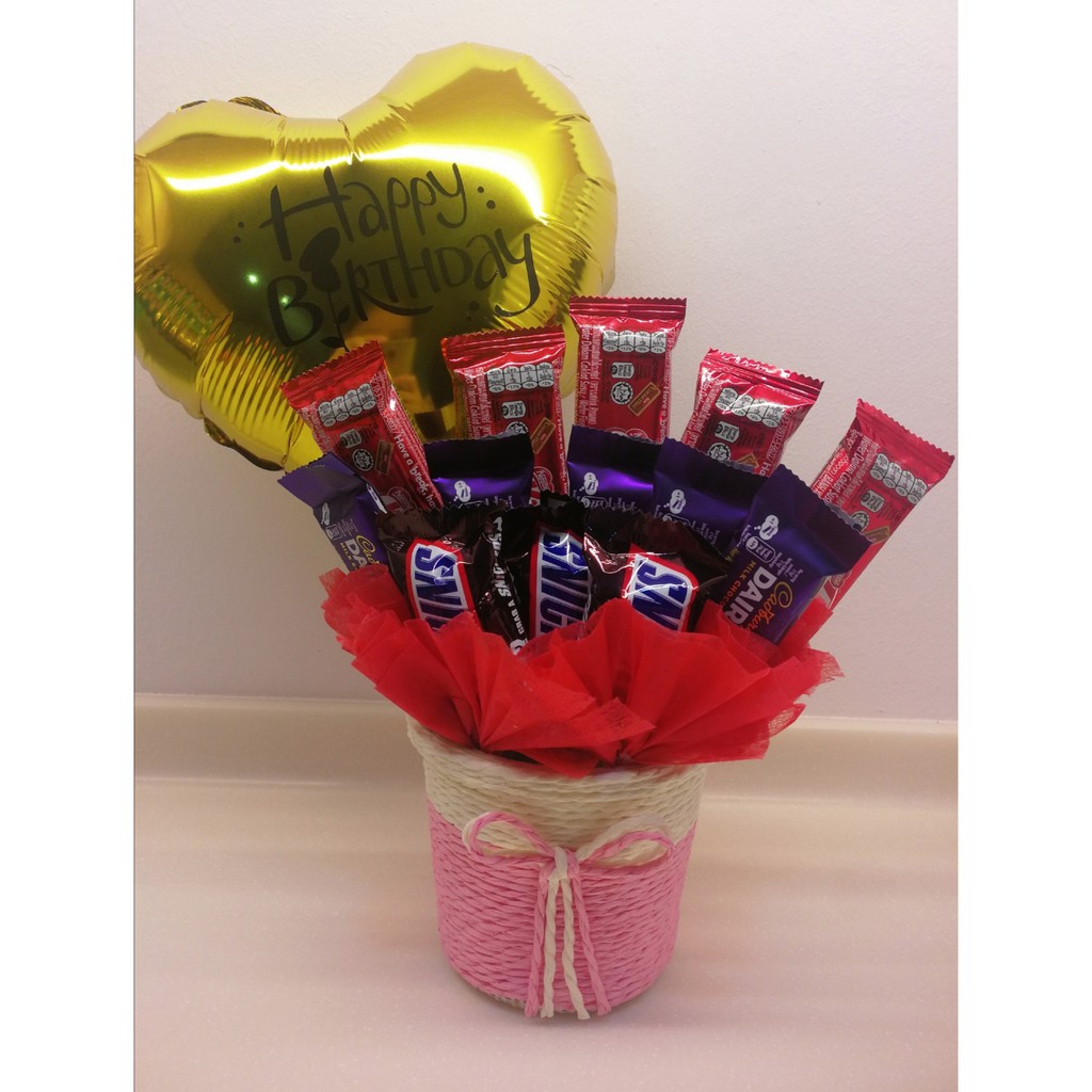 Chocolate Flower Bouquet Basket Shopee Malaysia