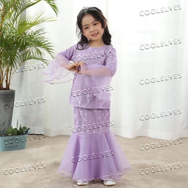 baju kurung moden lace purple