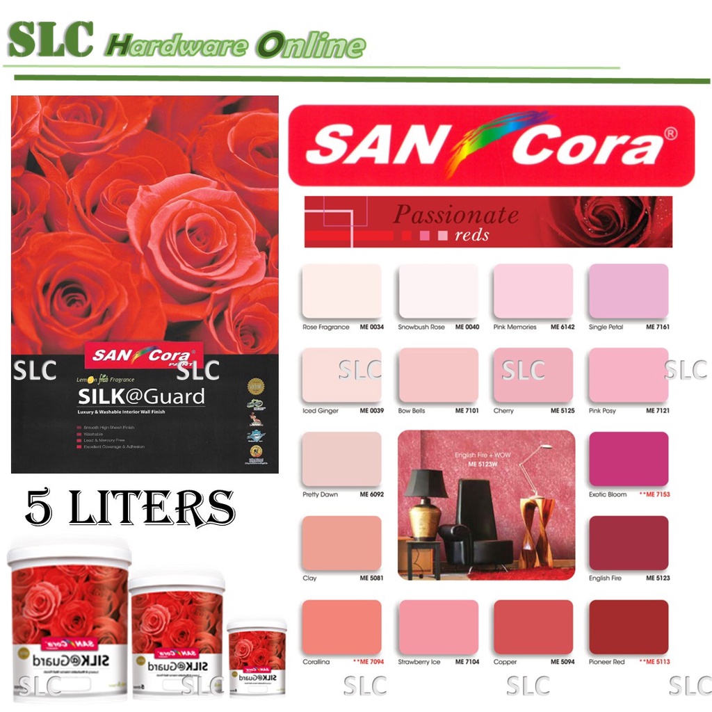 5L SANcora SILKGuard Luxury & Washable Interior Wall Paint (Red