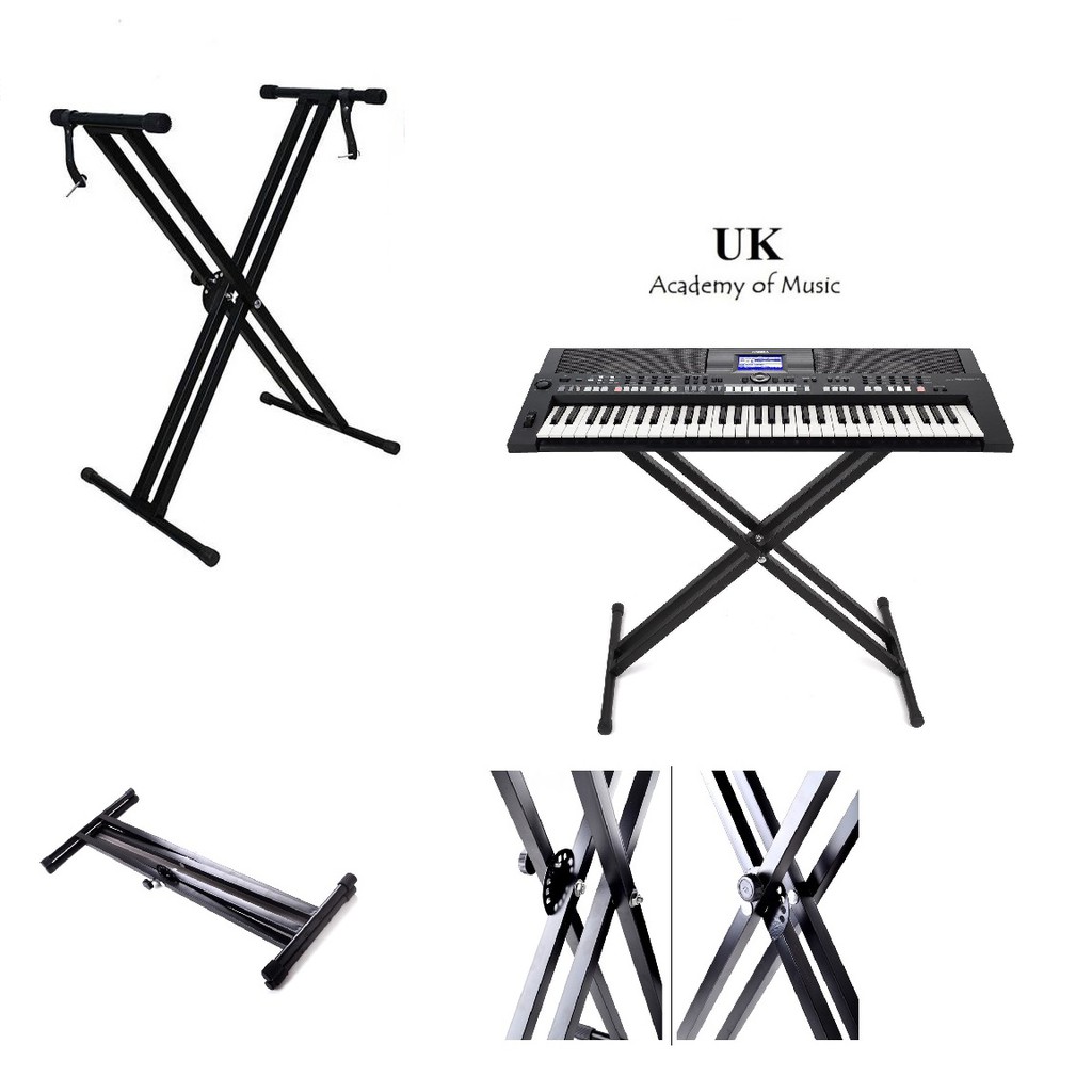 Adjustable Music Piano Stand Heavy Duty Portable Digital Keyboard Stand Holder with Non-slip Rubber Caps Double-X Keyboard Stand 