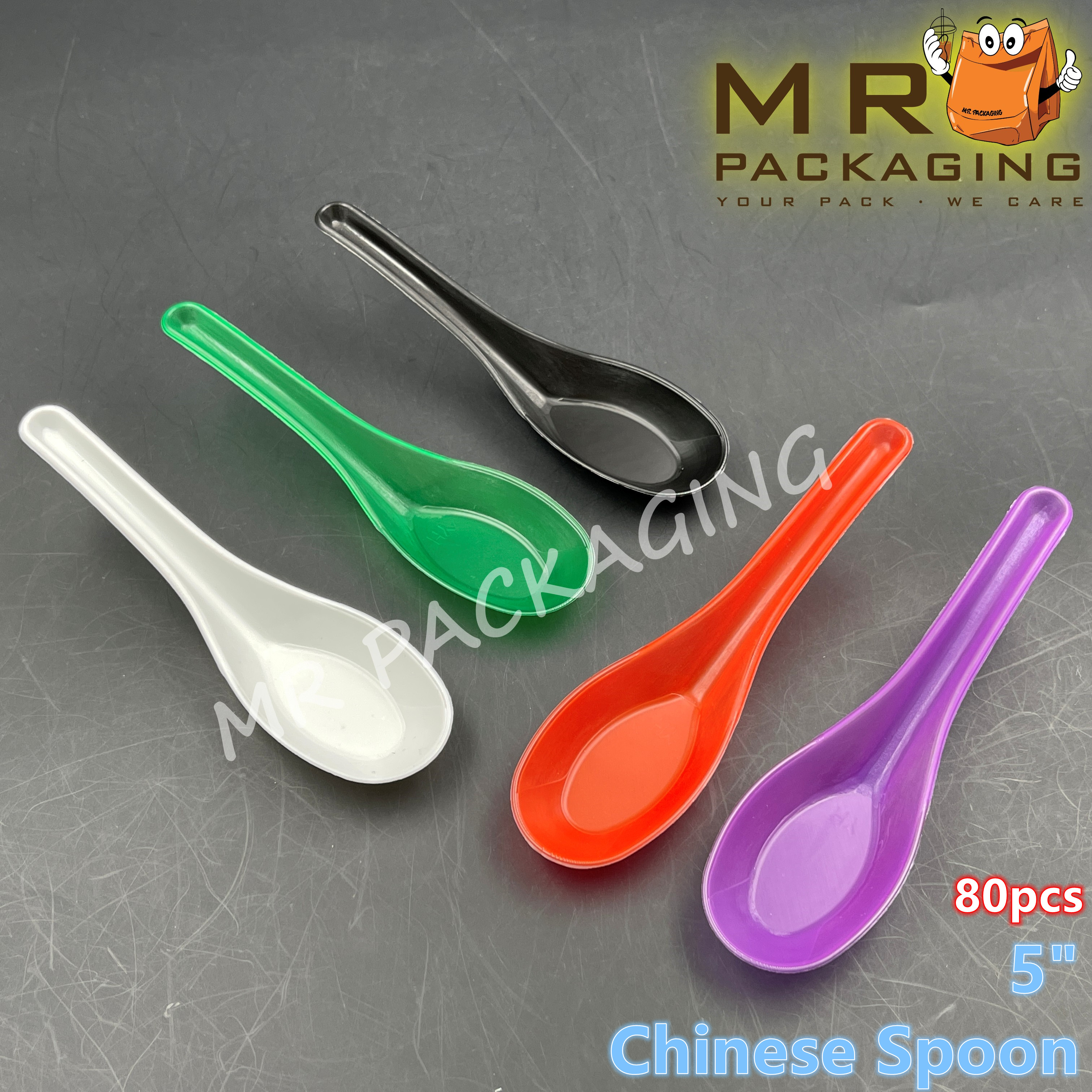 Chinese Spoon 5" Spoon Green White Black Purple Red Yellow