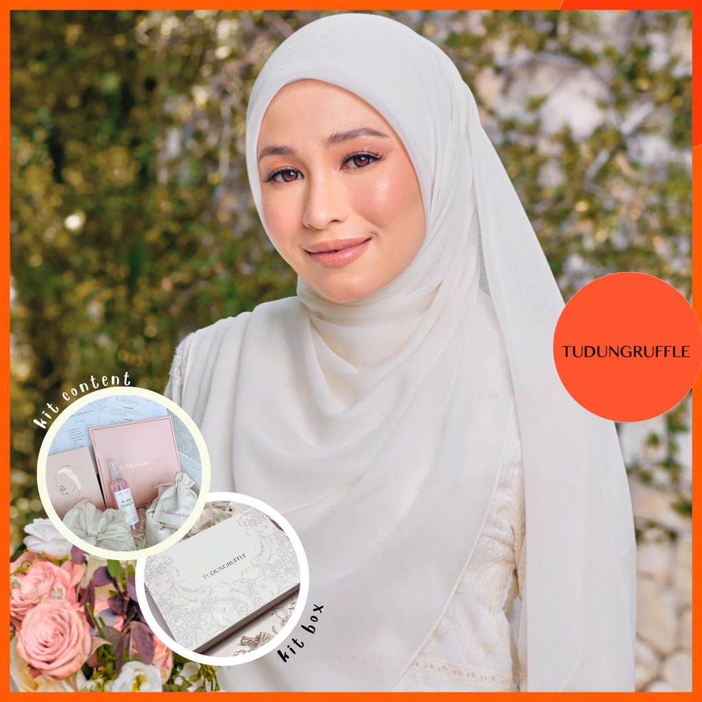 White Hijab Bridal Kit All In One Hijab Essentials For Muslim Bride By Tudung Ruffle Shopee 