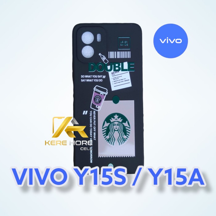 CASE VIVO Y15S Y15A SQUARE EDGE SOFTCASE STARBUCKS Y15S Y15A