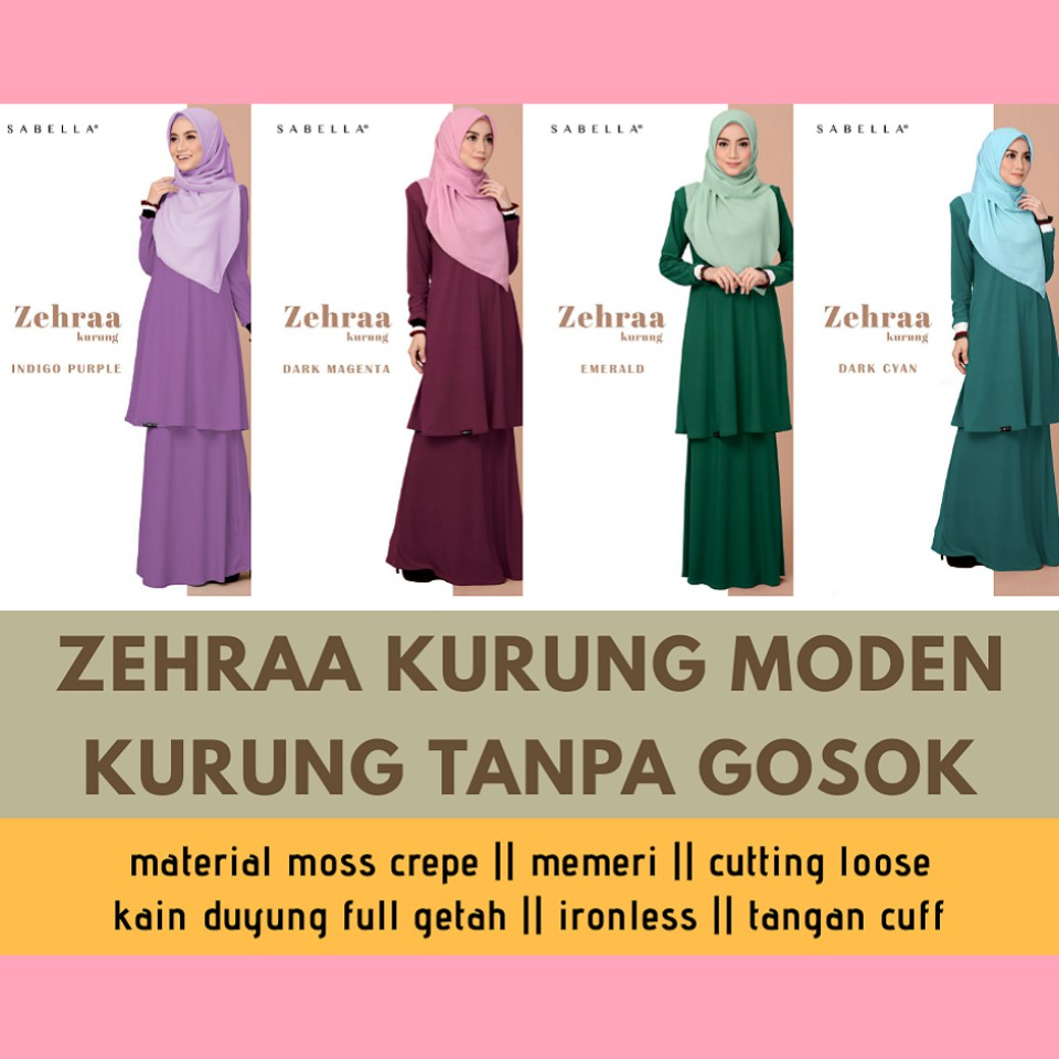  BAJU  KURUNG  MODEN  TANPA GOSOK ZEHRAA KURUNG  IRONLESS 