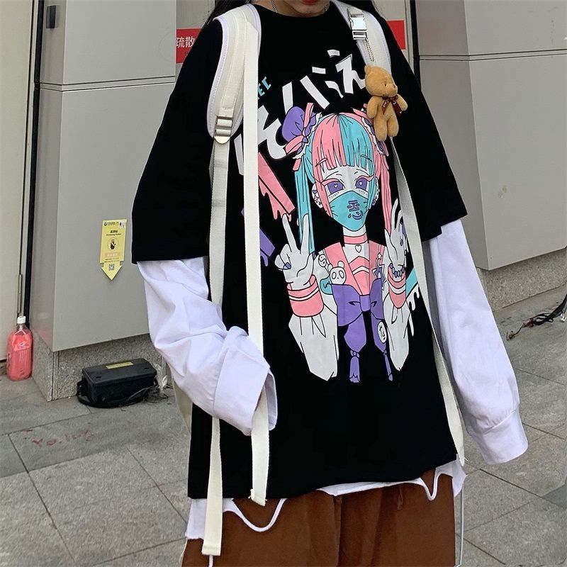 Long Sleeve T-shirt Gothic Women Harajuku Cotton Tshirt Grunge Tee Pastel  Goth Clothing Anime Sailor Moon Clothes Teenage Girl | Shopee Malaysia