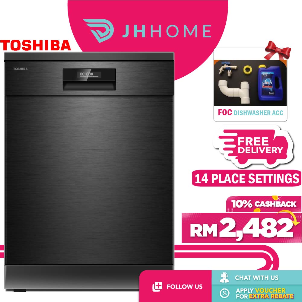 Toshiba 14 Place Setting Freestanding Dishwasher DW-14F2 | UV Disinfection Anti Bacterial DW-14F2(BS)-MY