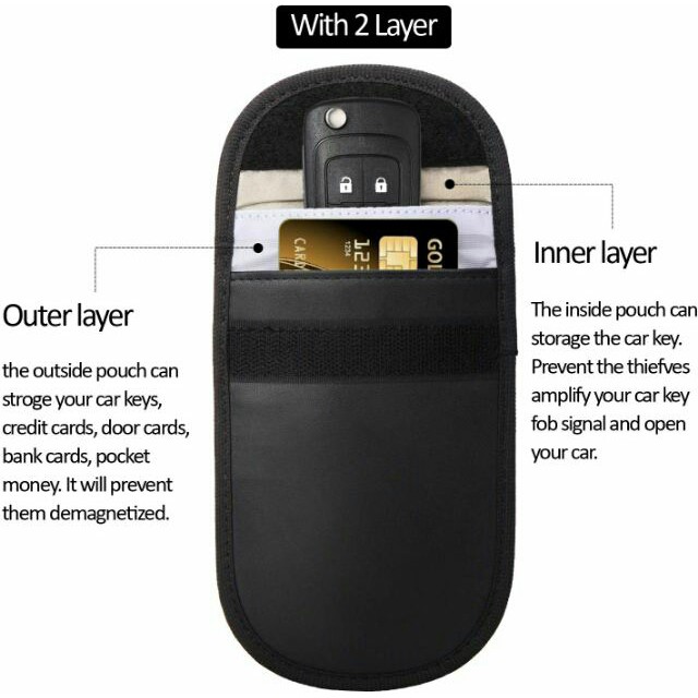 Faraday Pouch Keyless Entry Fob Guard Blocking Bag RFID/NFC/WIFI/GSM/LTE Signal Blocker Sleeves for Car Keys Credit Cards Cell Phone Pack of 2 Tendak Car Key Signal Blocker Case 