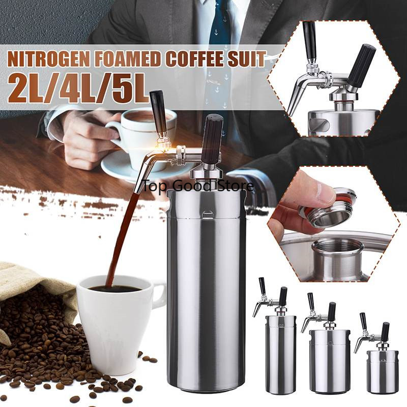 2L/4L/5L Stainless Steel Coffee Maker Coffee Pot Stainless Steel Foam Maker Foamer Camping Home Cafe Nitrogen Foamed Coffee Machine