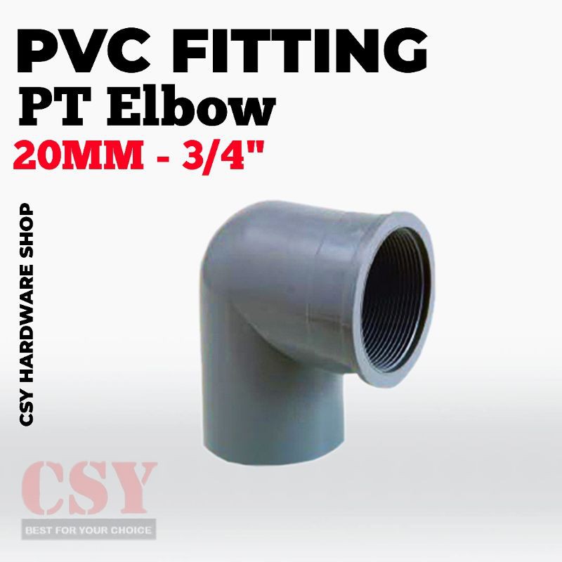 PVC Fitting PT Elbow 20mm (3/4'') / Penyambung Paip PVC PT Elbow ...