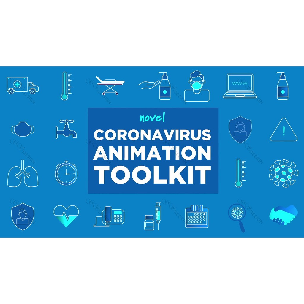 Covid-19 Coronavirus Animation Toolkit 32 High Quality Icons Style & Colours Can Be Easily Customised After Effects [AE]