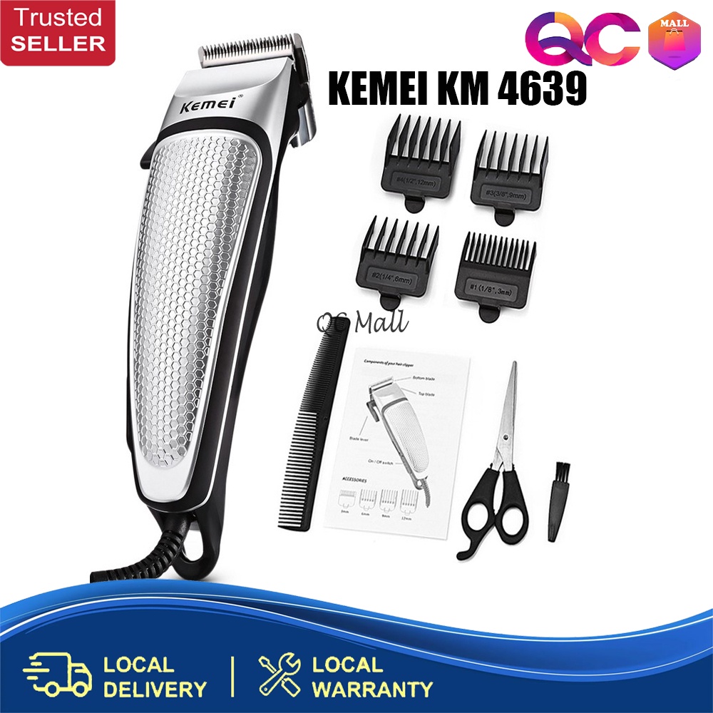 Kemei KM-4639 Electric Hair Shaver 9In1 Pluggable Professional Hair Clipper Rechargeable Hair Cutting Machine for Men