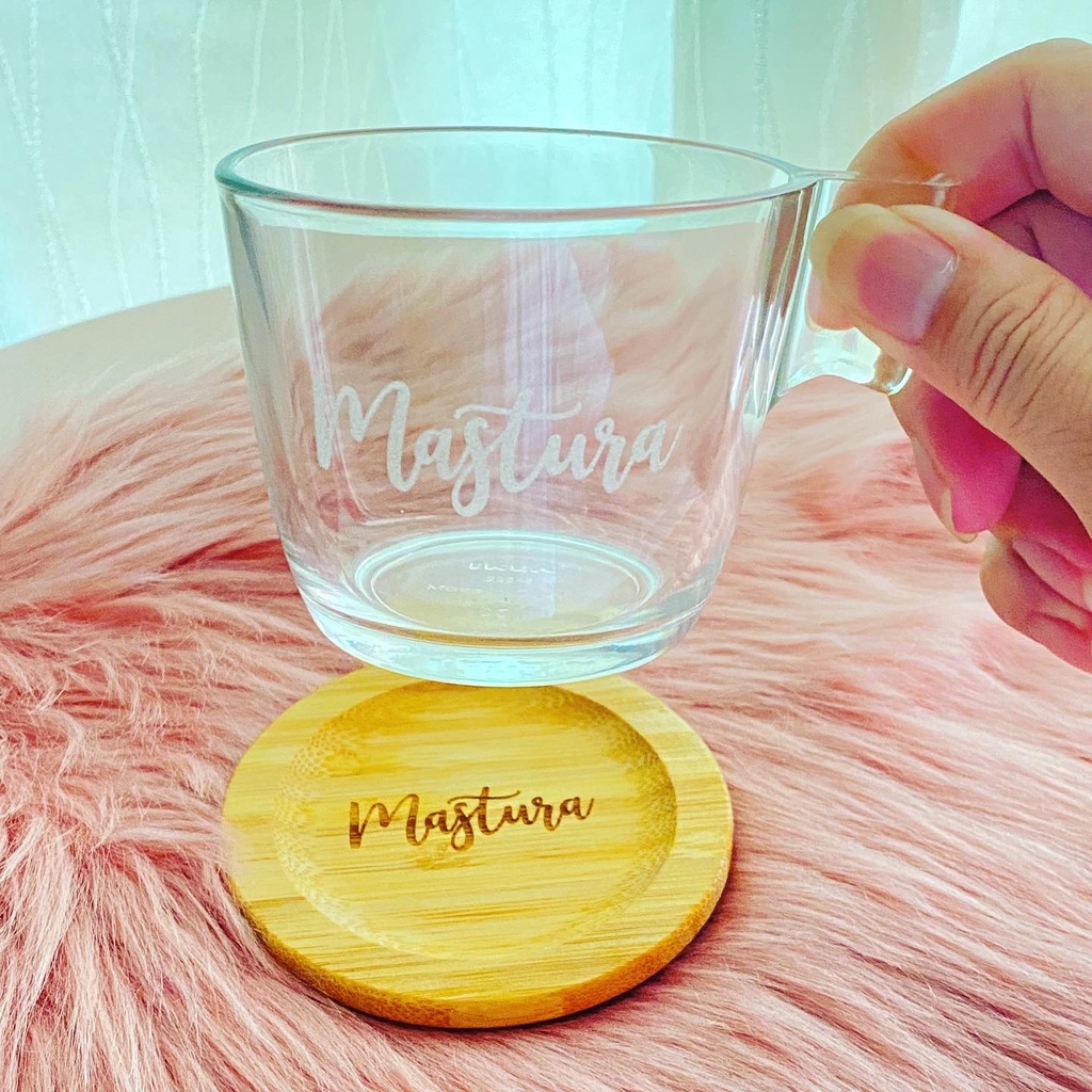 Personalised customized mug with wood coaster Custom Nama Anda Sendiri Special Gift Surprise