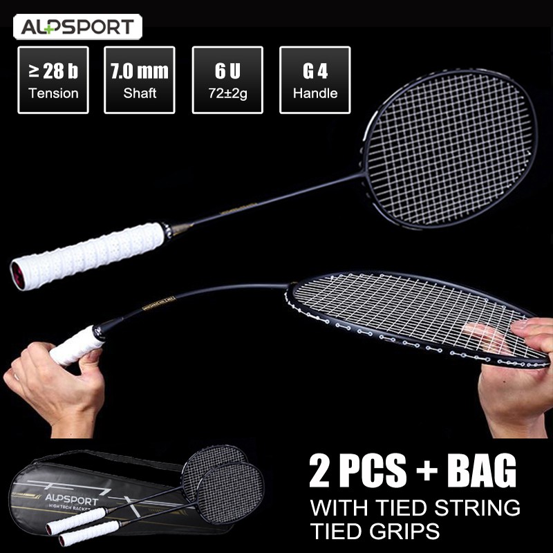 ALP XHP 【2 Pcs+Bag】 6U 72g 100 Full Carbon 30 LBS Strung Badminton