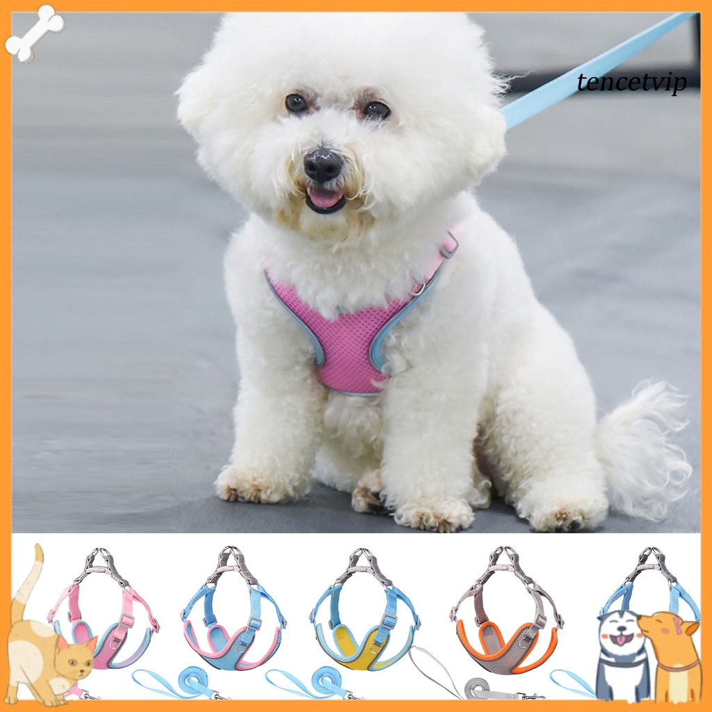 [Vip]1 Set Pet Harness Comfortable Easy to Wear Mesh Fabric Prevent Rushing Out Reflective Pet Chest Strap for Outdoor