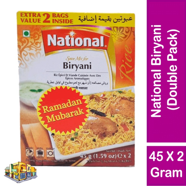 National Biriyani Masala Mix Spice / Biryani Masala Campuran Rempah Ratus / বিরিয়ানী মশলা Double (45+45=90 Gram) Pack