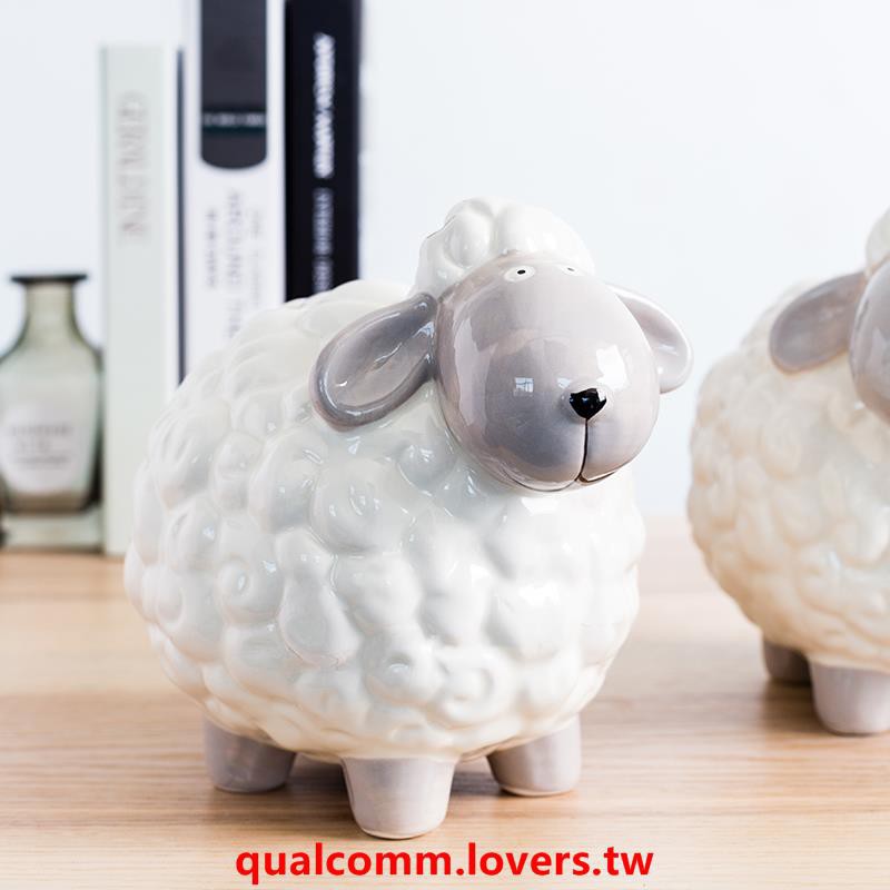 Home Bedroom Room Small Display Small Sheep Ceramic Piggy Bank 11