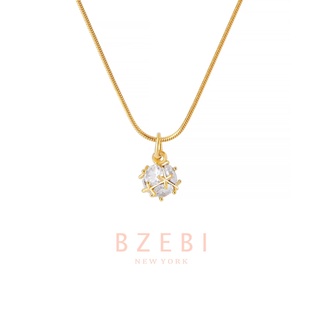 Image of BZEBI 18k Gold Exquisite Diamond Necklace Minimalist Fashion Jewellery with Exclusive Box 9n